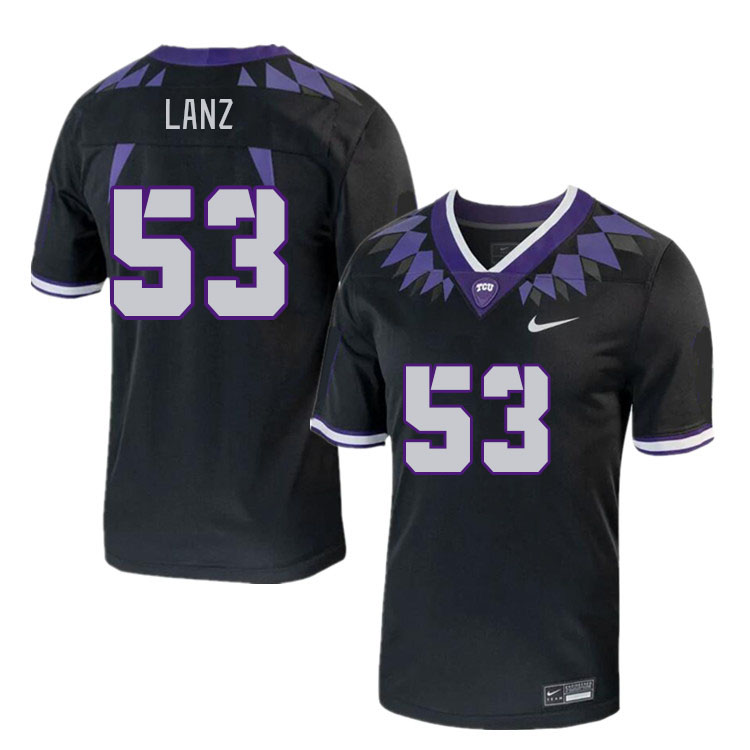 Men #53 John Lanz TCU Horned Frogs 2023 College Footbal Jerseys Stitched-Black - Click Image to Close